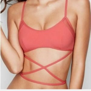 Victoria's Secret Bralette. Strappy Wrap-Around Coral M NWT